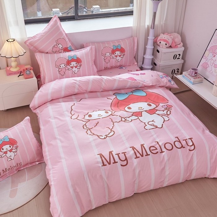 91家纺网 家纺一手货源 找家纺 蘭菲家纺 2026新款全棉三丽欧印花卡通四件套 美乐必爱