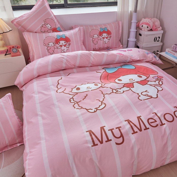 91家纺网 家纺一手货源 找家纺 蘭菲家纺 2026新款全棉三丽欧印花卡通四件套 美乐必爱