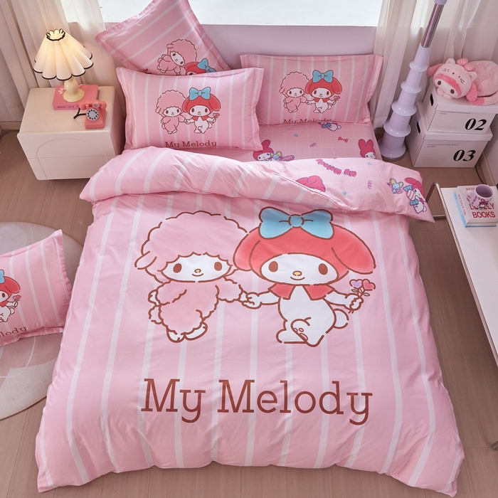 91家纺网 家纺一手货源 找家纺 蘭菲家纺 2026新款全棉三丽欧印花卡通四件套 美乐必爱