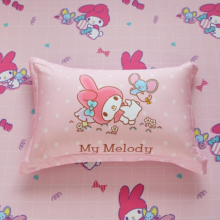 91家纺网 家纺一手货源 找家纺 蘭菲家纺 2026新款全棉三丽欧印花卡通四件套 轻松美乐蒂