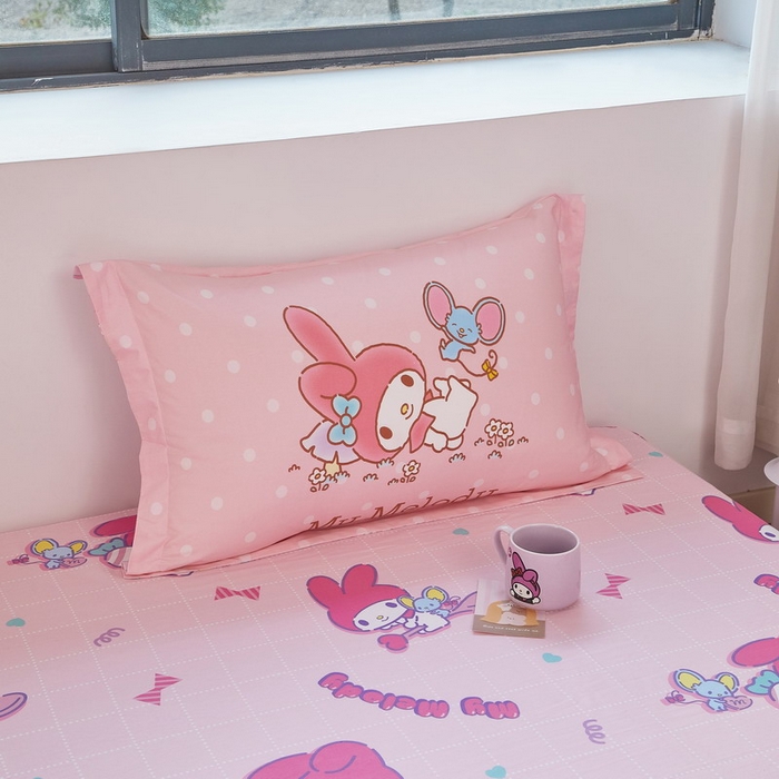 91家纺网 家纺一手货源 找家纺 蘭菲家纺 2026新款全棉三丽欧印花卡通四件套 轻松美乐蒂