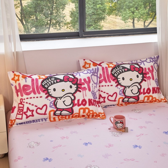 91家纺网 家纺一手货源 找家纺 蘭菲家纺 2026新款全棉三丽欧印花卡通四件套 涂鸦KT