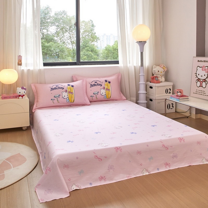 91家纺网 家纺一手货源 找家纺 蘭菲家纺 2026新款全棉三丽欧印花卡通四件套 夏日快乐