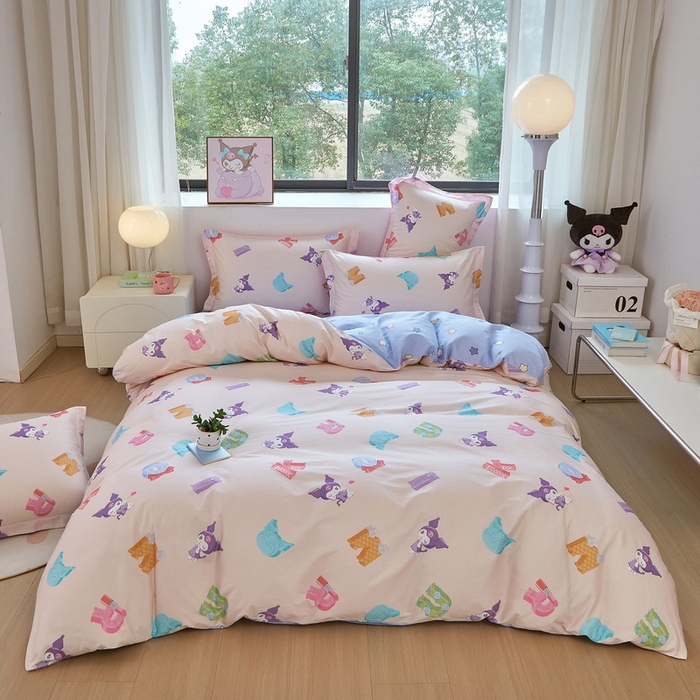 91家纺网 家纺一手货源 找家纺 蘭菲家纺 2026新款全棉三丽欧印花卡通四件套 小库儿