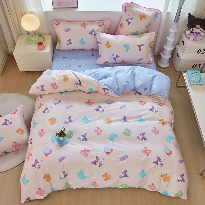 91家纺网 家纺一手货源 找家纺 蘭菲家纺 2026新款全棉三丽欧印花卡通四件套 小库儿