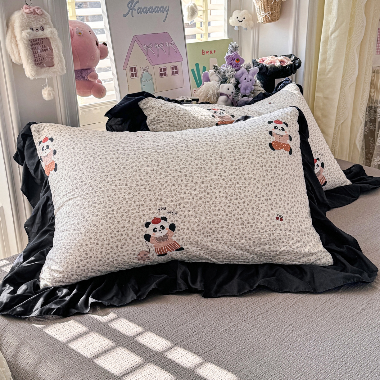 91家纺网 家纺一手货源 找家纺 （总）优卡迪家纺馆 2026新款皱皱棉双层纱黑花边四件套下载文件包含买家秀