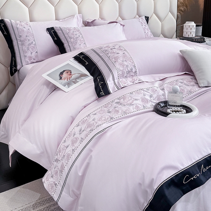 91家纺网 家纺一手货源 找家纺 （总）欣宜家纺 2026春夏新款60支A类新疆长绒棉刺绣全棉四件套纯棉床品套件