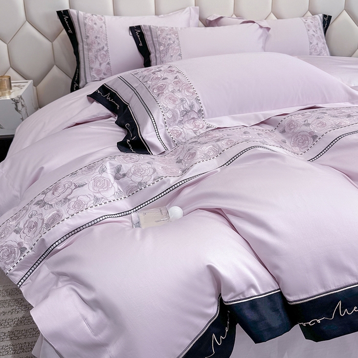 91家纺网 家纺一手货源 找家纺 （总）欣宜家纺 2026春夏新款60支A类新疆长绒棉刺绣全棉四件套纯棉床品套件