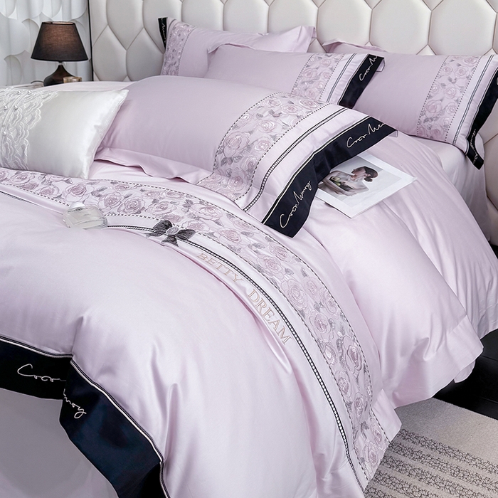 91家纺网 家纺一手货源 找家纺 （总）欣宜家纺 2026春夏新款60支A类新疆长绒棉刺绣全棉四件套纯棉床品套件