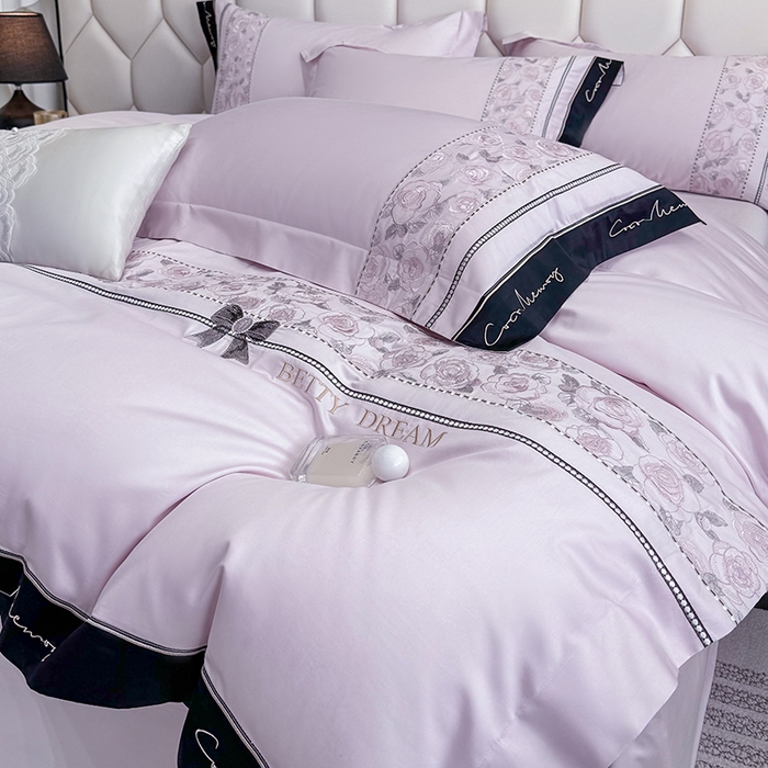 91家纺网 家纺一手货源 找家纺 （总）欣宜家纺 2026春夏新款60支A类新疆长绒棉刺绣全棉四件套纯棉床品套件