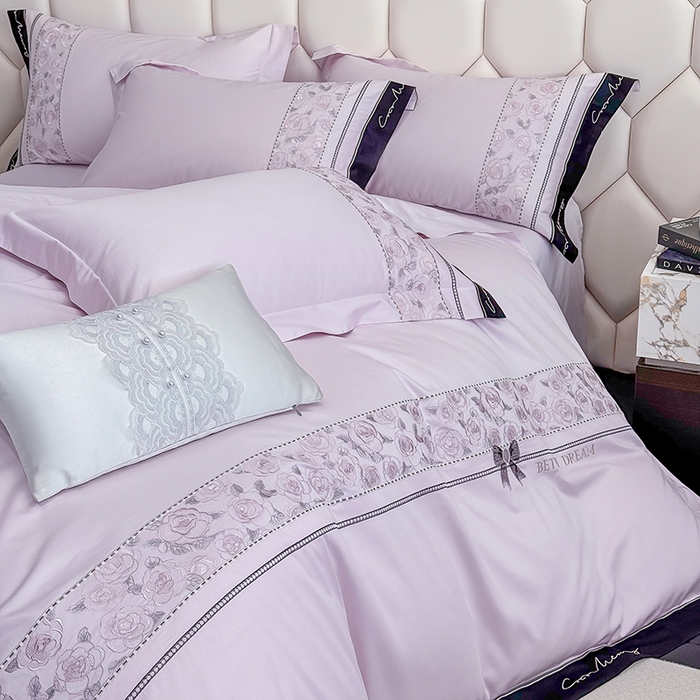 91家纺网 家纺一手货源 找家纺 （总）欣宜家纺 2026春夏新款60支A类新疆长绒棉刺绣全棉四件套纯棉床品套件