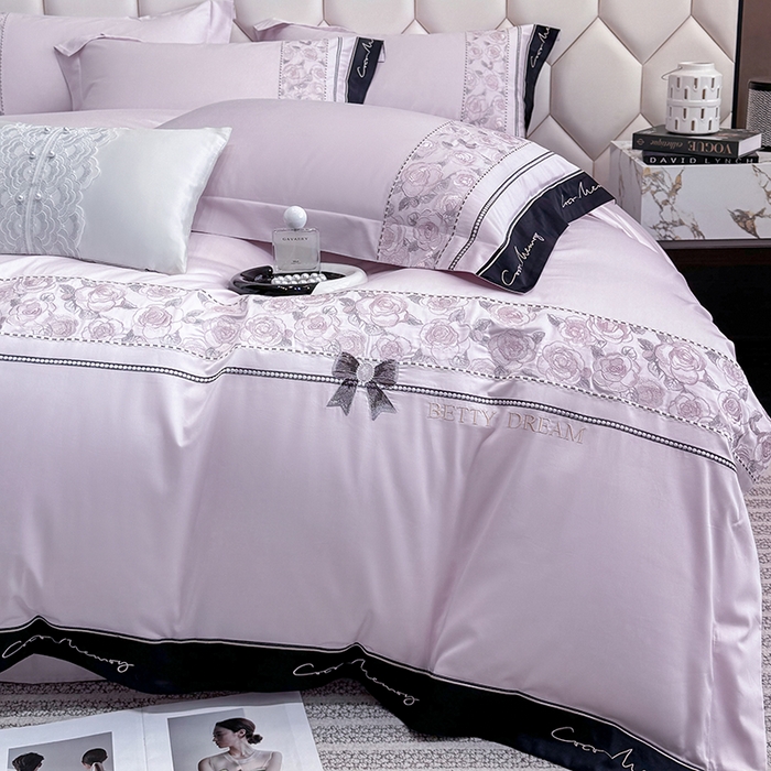 91家纺网 家纺一手货源 找家纺 （总）欣宜家纺 2026春夏新款60支A类新疆长绒棉刺绣全棉四件套纯棉床品套件