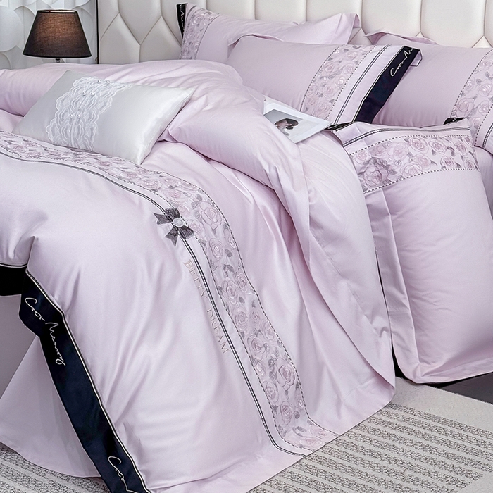 91家纺网 家纺一手货源 找家纺 （总）欣宜家纺 2026春夏新款60支A类新疆长绒棉刺绣全棉四件套纯棉床品套件