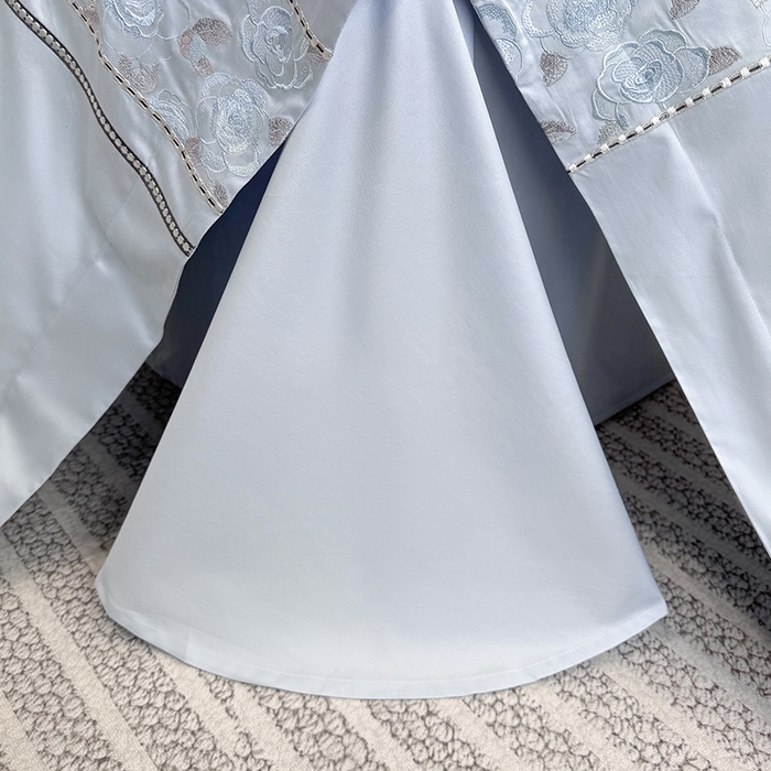 91家纺网 家纺一手货源 找家纺 欣宜家纺 2026春夏新款60支A类新疆长绒棉刺绣全棉四件套纯棉床品套件 玛丽-梦幻蓝