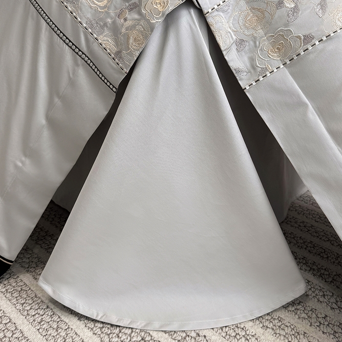 91家纺网 家纺一手货源 找家纺 欣宜家纺 2026春夏新款60支A类新疆长绒棉刺绣全棉四件套纯棉床品套件 玛丽-石灰