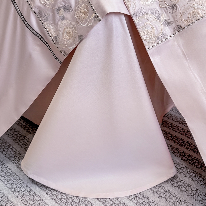 91家纺网 家纺一手货源 找家纺 欣宜家纺 2026春夏新款60支A类新疆长绒棉刺绣全棉四件套纯棉床品套件 玛丽-轻奢粉