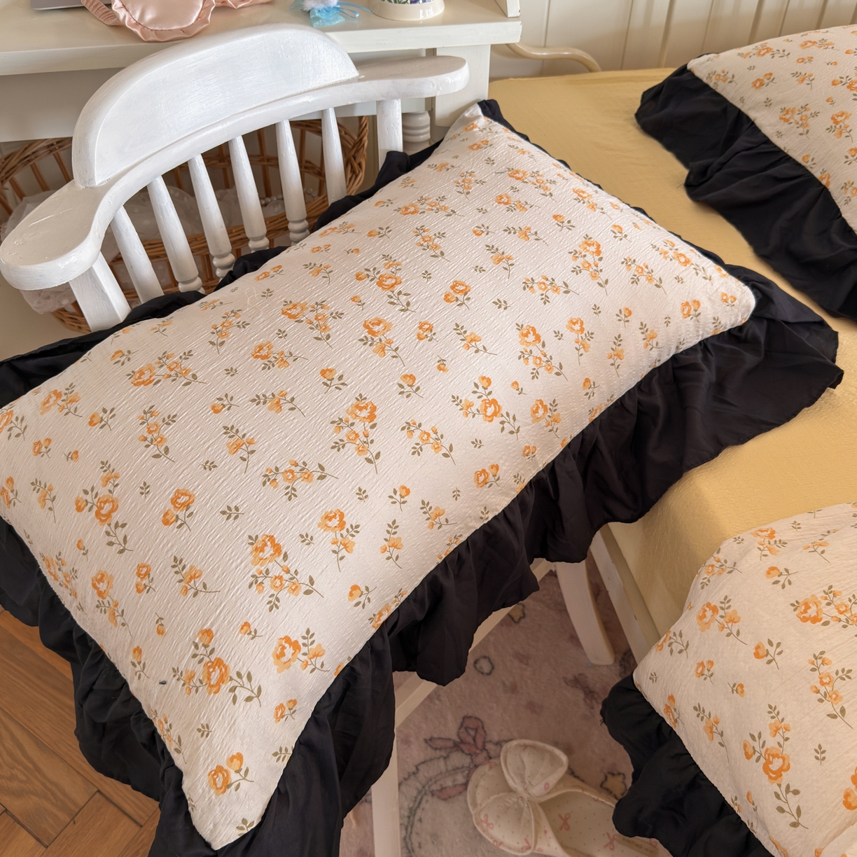 91家纺网 家纺一手货源 找家纺 优卡迪家纺馆 2026新款皱皱棉双层纱黑花边四件套下载文件包含买家秀 拂晓