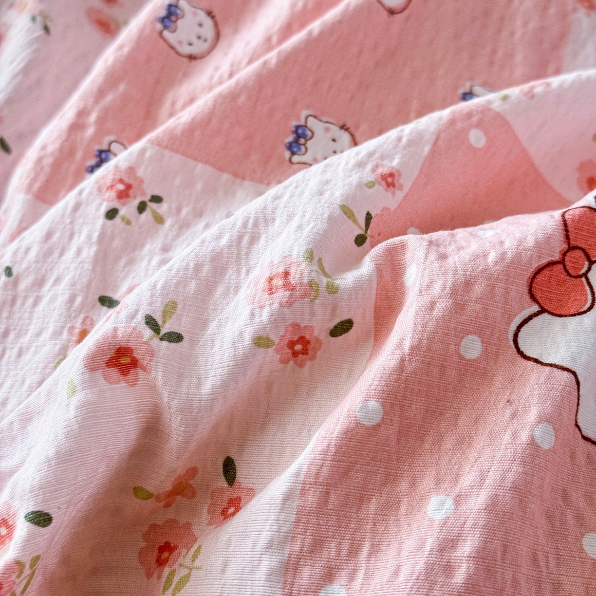 91家纺网 家纺一手货源 找家纺 优卡迪家纺馆 2026新款皱皱棉双层纱黑花边四件套下载文件包含买家秀 花间喵语