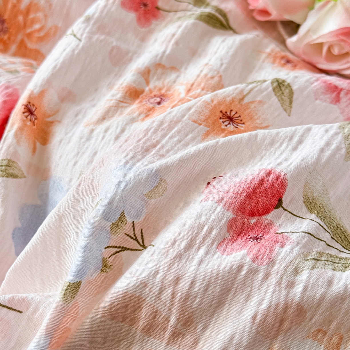 91家纺网 家纺一手货源 找家纺 优卡迪家纺馆 2026新款皱皱棉双层纱黑花边四件套下载文件包含买家秀 温柔蜜语