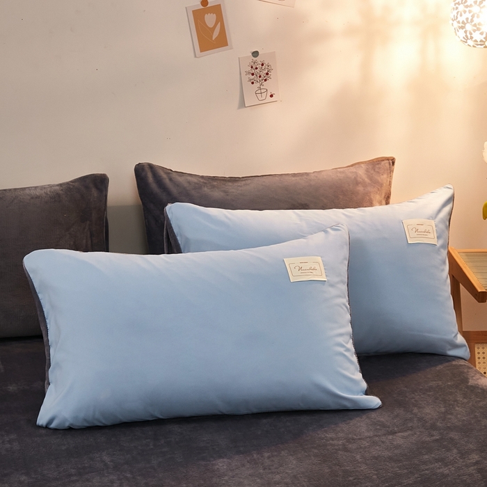 91家纺网 家纺一手货源 找家纺 啊雅家居 2026新款水洗棉牛奶绒三件套四件套 天空兰加牛奶绒