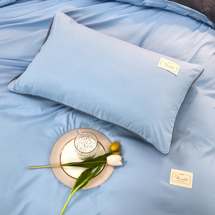 91家纺网 家纺一手货源 找家纺 啊雅家居 2026新款水洗棉牛奶绒三件套四件套 天空兰加牛奶绒