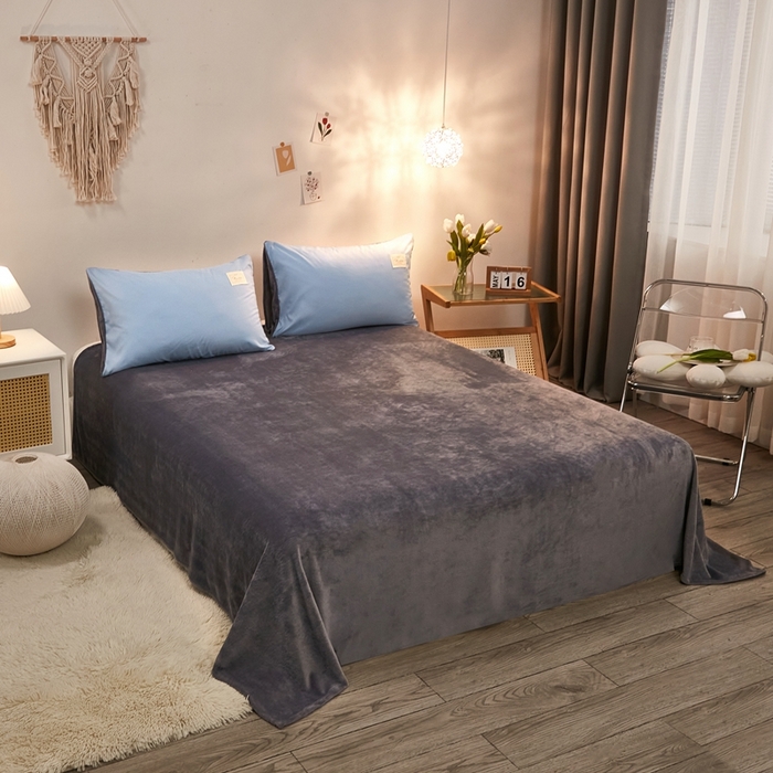 91家纺网 家纺一手货源 找家纺 啊雅家居 2026新款水洗棉牛奶绒三件套四件套 天空兰加牛奶绒