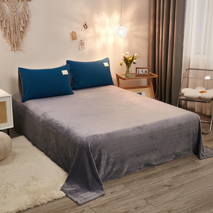 91家纺网 家纺一手货源 找家纺 啊雅家居 2026新款水洗棉牛奶绒三件套四件套 克莱因蓝加牛奶绒