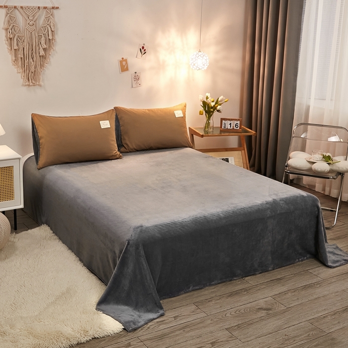 91家纺网 家纺一手货源 找家纺 啊雅家居 2026新款水洗棉牛奶绒三件套四件套 暖咖加牛奶绒