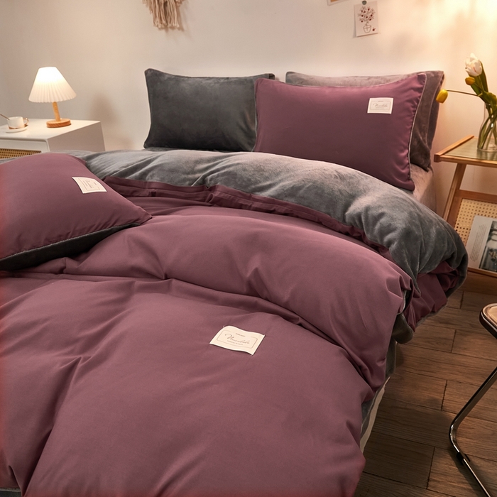 91家纺网 家纺一手货源 找家纺 啊雅家居 2026新款水洗棉牛奶绒三件套四件套 暖酱加牛奶绒