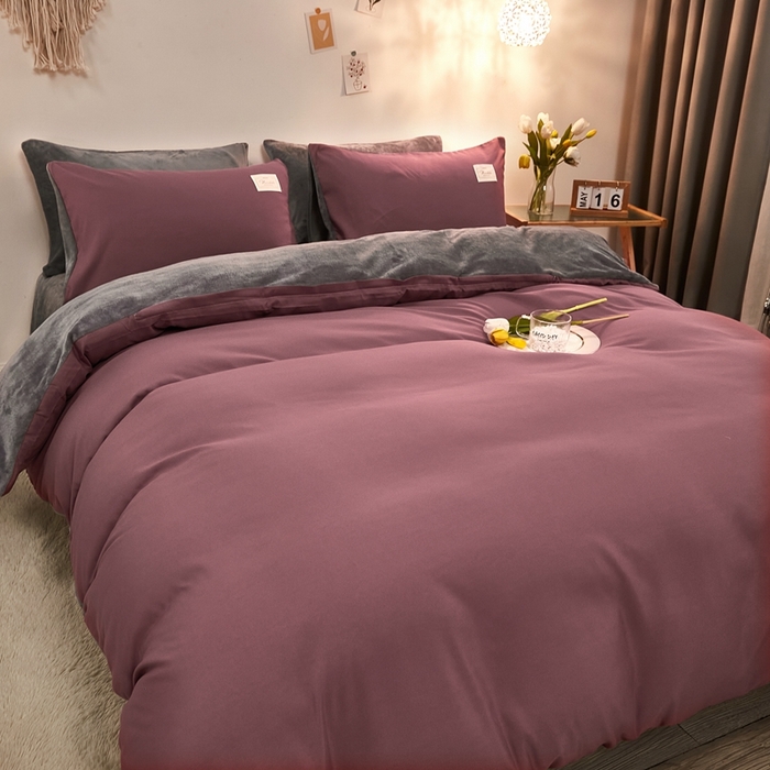 91家纺网 家纺一手货源 找家纺 啊雅家居 2026新款水洗棉牛奶绒三件套四件套 暖酱加牛奶绒