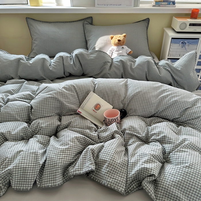 91家纺网 家纺一手货源 找家纺 （总）XIWEN-希文家纺 2026新款40支全棉色织水洗棉贝壳边四件套