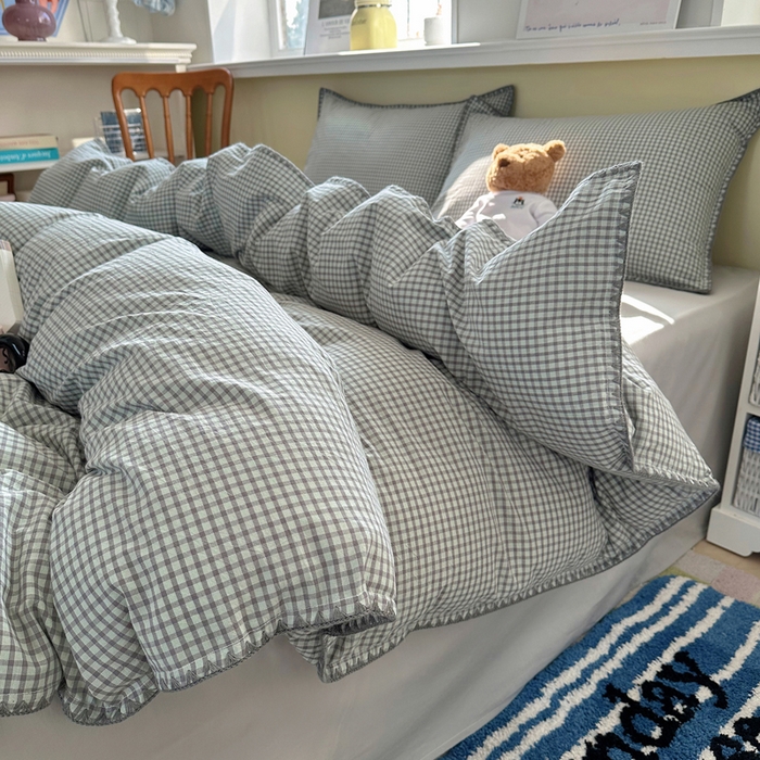 91家纺网 家纺一手货源 找家纺 （总）XIWEN-希文家纺 2026新款40支全棉色织水洗棉贝壳边四件套