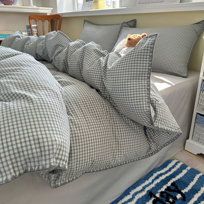 91家纺网 家纺一手货源 找家纺 （总）XIWEN-希文家纺 2026新款40支全棉色织水洗棉贝壳边四件套