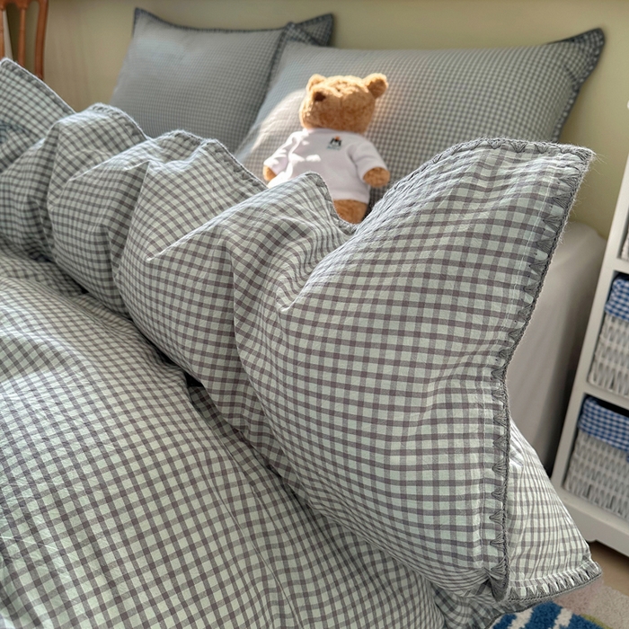 91家纺网 家纺一手货源 找家纺 （总）XIWEN-希文家纺 2026新款40支全棉色织水洗棉贝壳边四件套