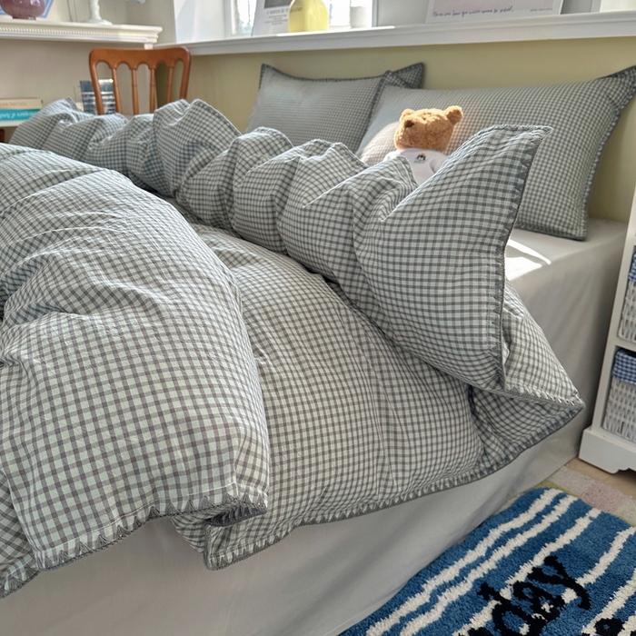 91家纺网 家纺一手货源 找家纺 （总）XIWEN-希文家纺 2026新款40支全棉色织水洗棉贝壳边四件套