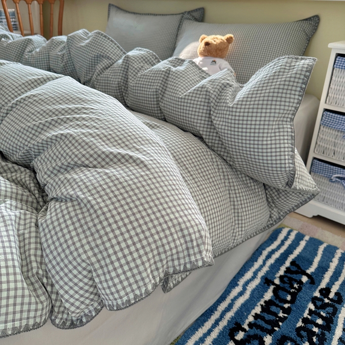 91家纺网 家纺一手货源 找家纺 （总）XIWEN-希文家纺 2026新款40支全棉色织水洗棉贝壳边四件套