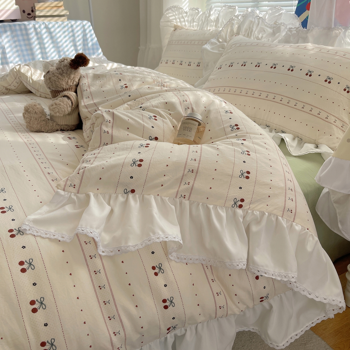 91家纺网 家纺一手货源 找家纺 （总）三朵家纺 2026新款云柔水洗棉大花边A类韩版四件套