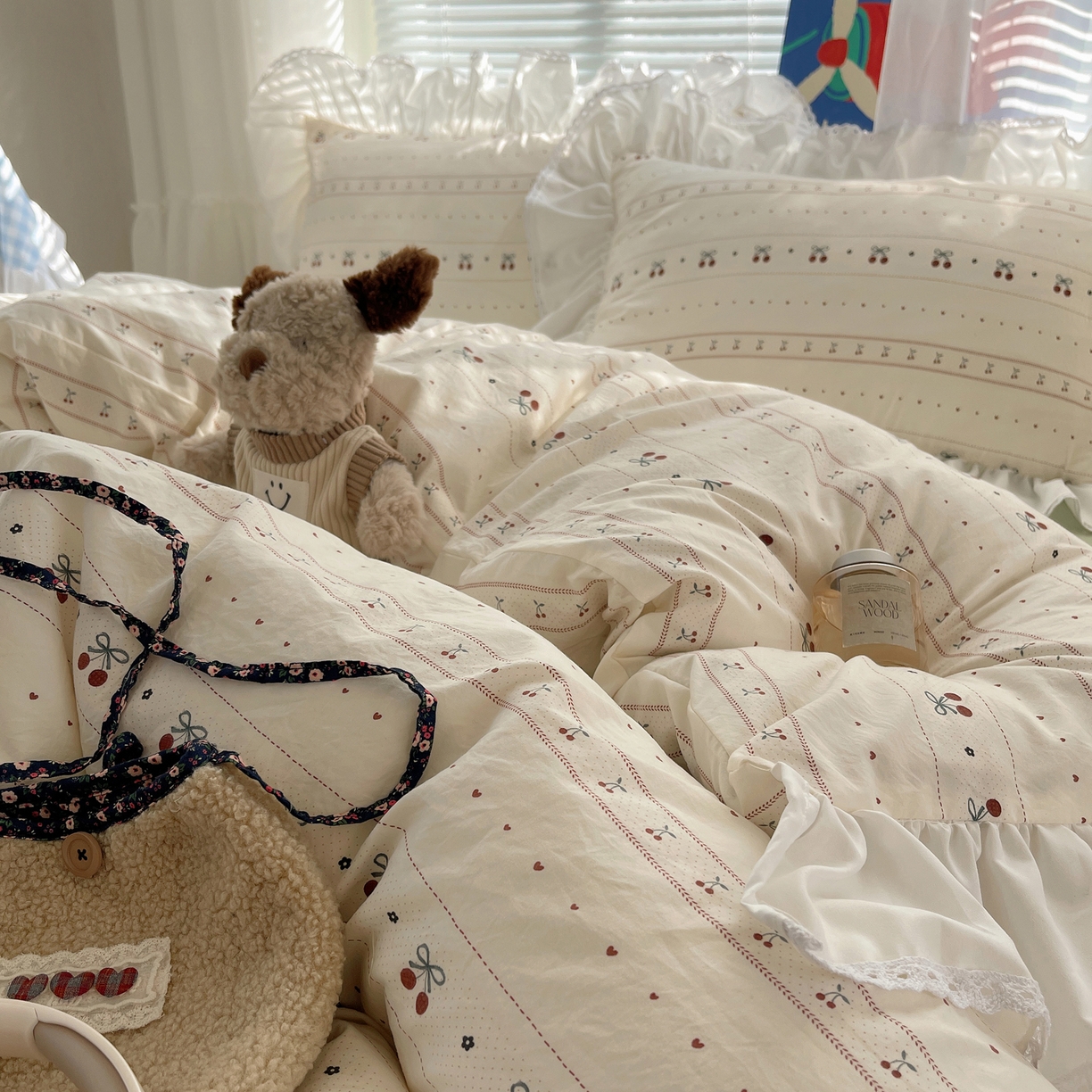 91家纺网 家纺一手货源 找家纺 （总）三朵家纺 2026新款云柔水洗棉大花边A类韩版四件套