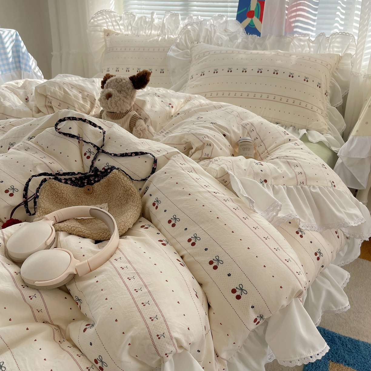 91家纺网 家纺一手货源 找家纺 （总）三朵家纺 2026新款云柔水洗棉大花边A类韩版四件套