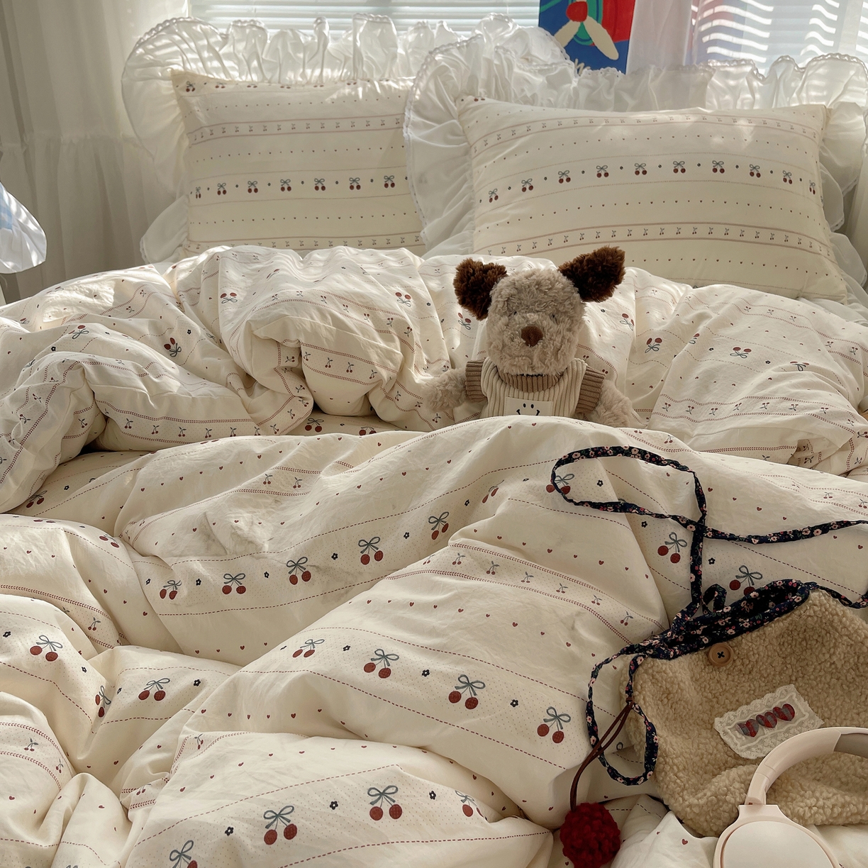 91家纺网 家纺一手货源 找家纺 （总）三朵家纺 2026新款云柔水洗棉大花边A类韩版四件套