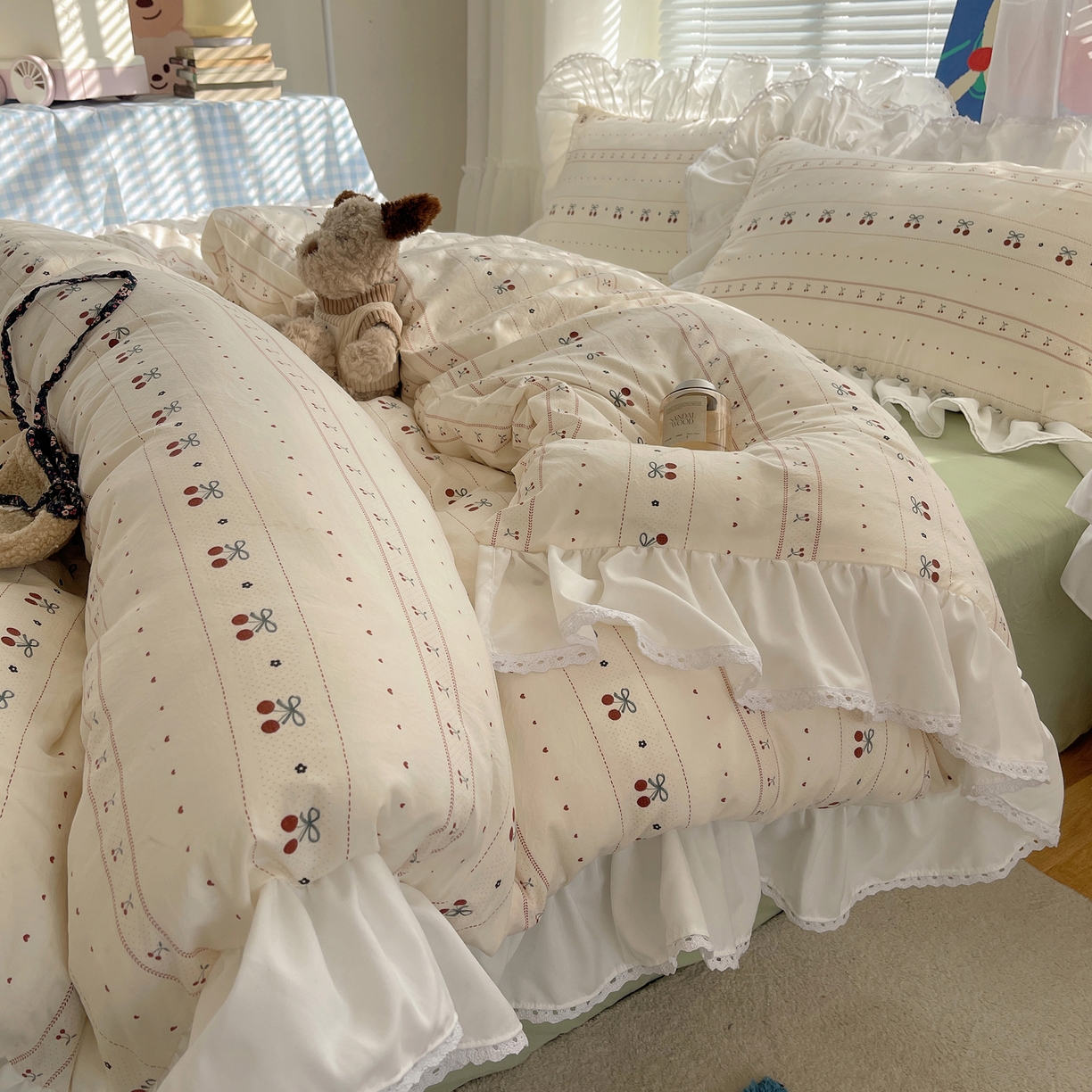 91家纺网 家纺一手货源 找家纺 （总）三朵家纺 2026新款云柔水洗棉大花边A类韩版四件套