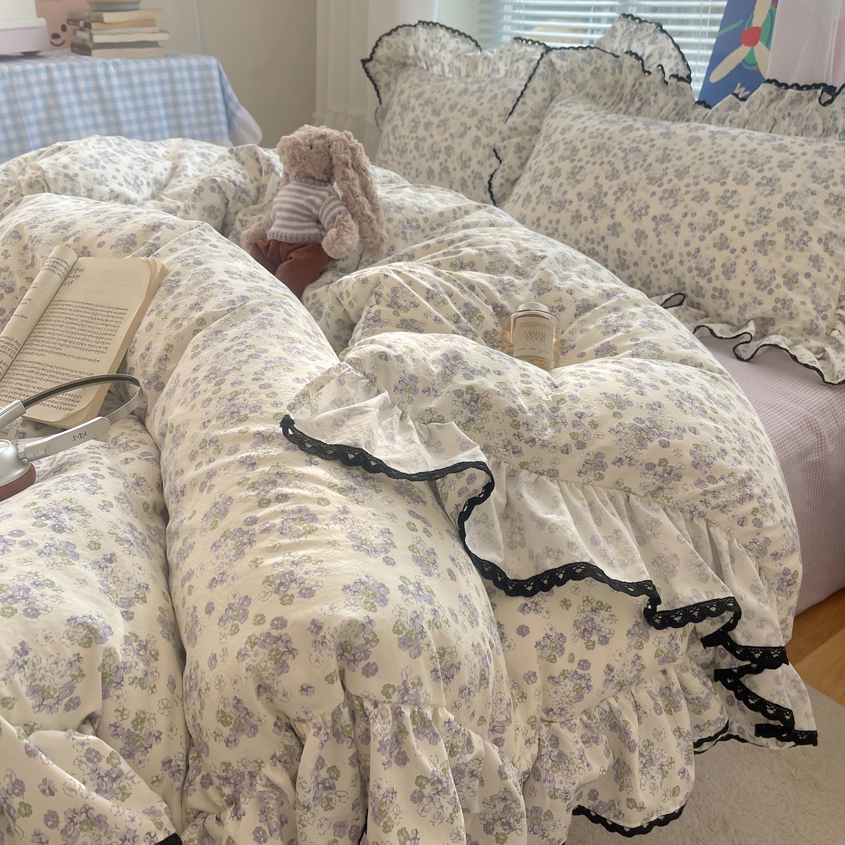 三朵家纺 2026新款云柔水洗棉大花边A类韩版四件套 梵高印象