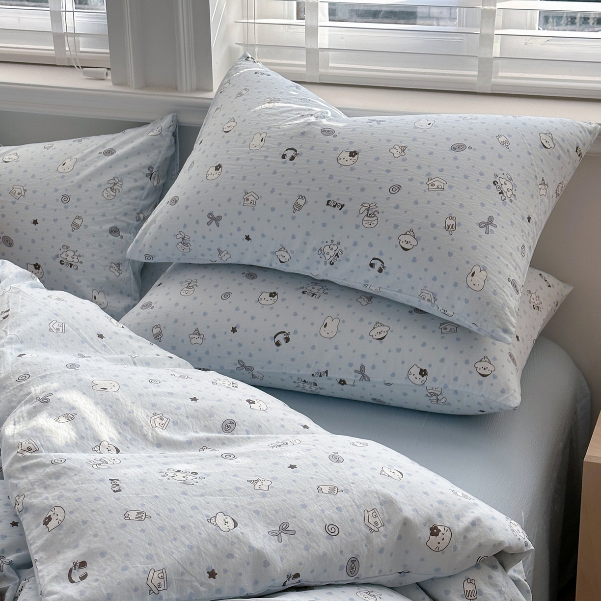 多品家纺 2026新款奶呼呼超柔云感双层纱系列单枕套 欢乐时光