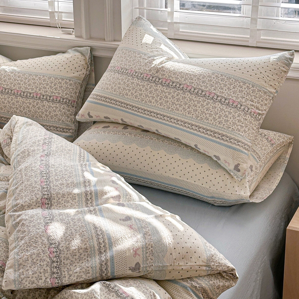 多品家纺 2026新款奶呼呼超柔云感双层纱系列单枕套 浅浅春意