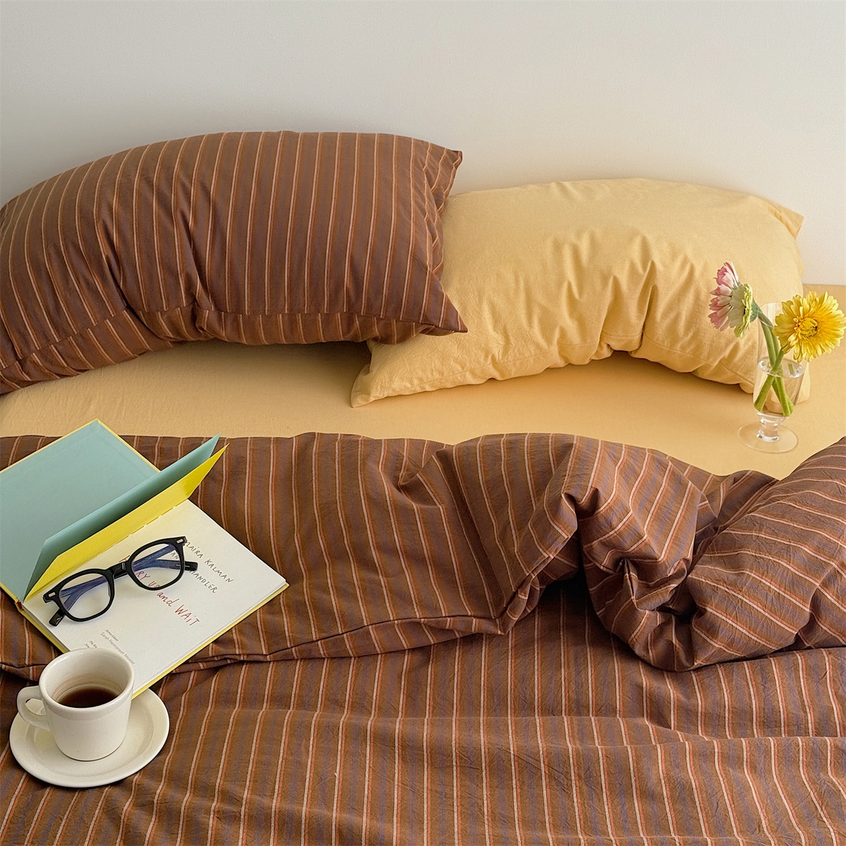 91家纺网 家纺一手货源 找家纺 三朵家纺 2026新款复古简约格子混搭全棉纯棉色织水洗棉四件套 波士顿