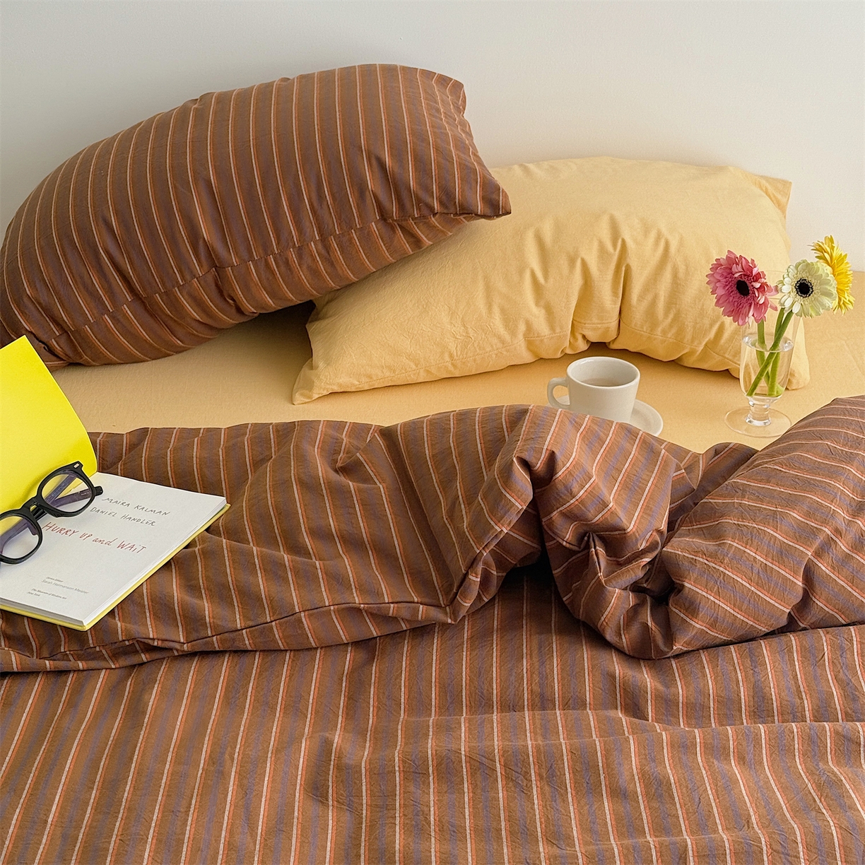 91家纺网 家纺一手货源 找家纺 三朵家纺 2026新款复古简约格子混搭全棉纯棉色织水洗棉四件套 波士顿