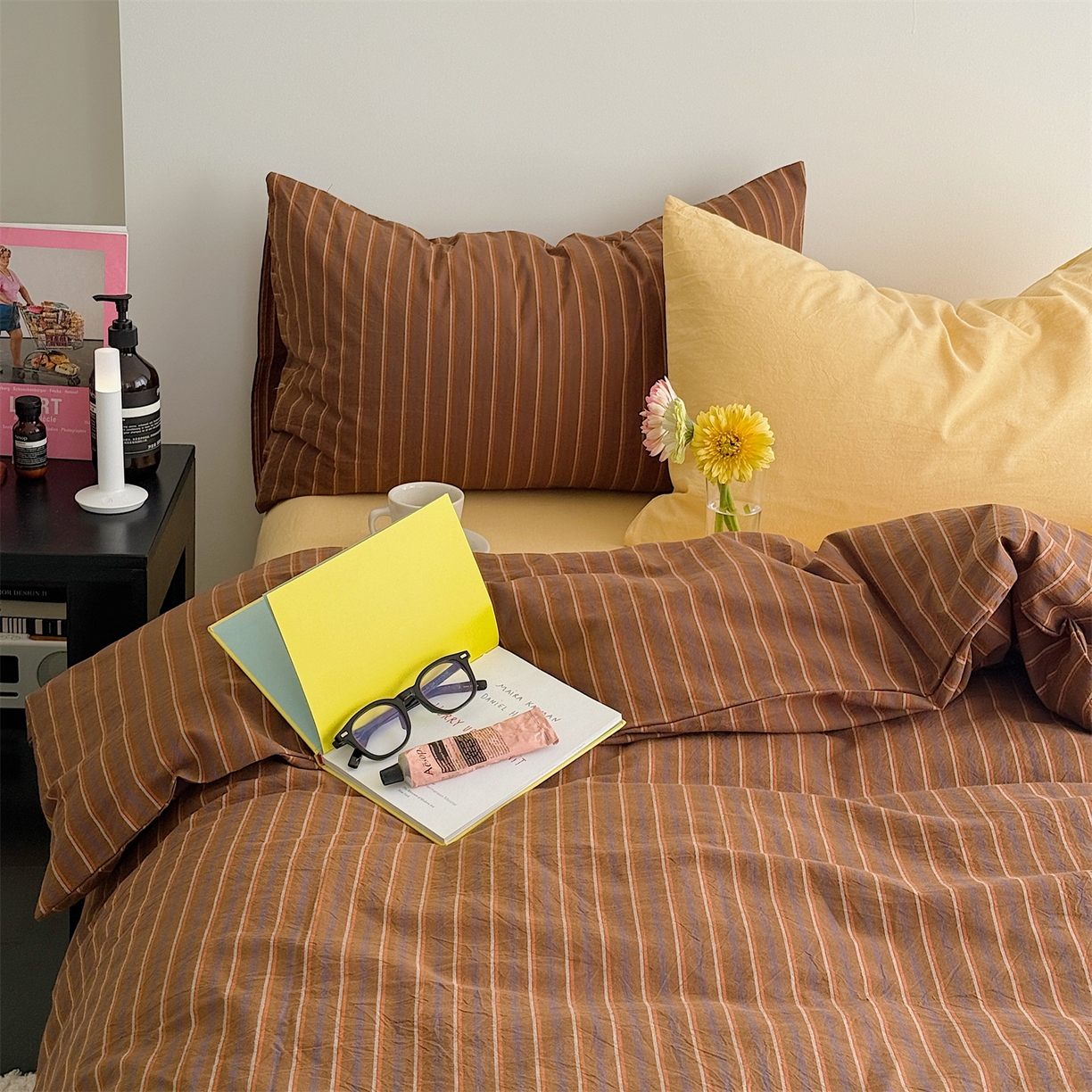 91家纺网 家纺一手货源 找家纺 三朵家纺 2026新款复古简约格子混搭全棉纯棉色织水洗棉四件套 波士顿