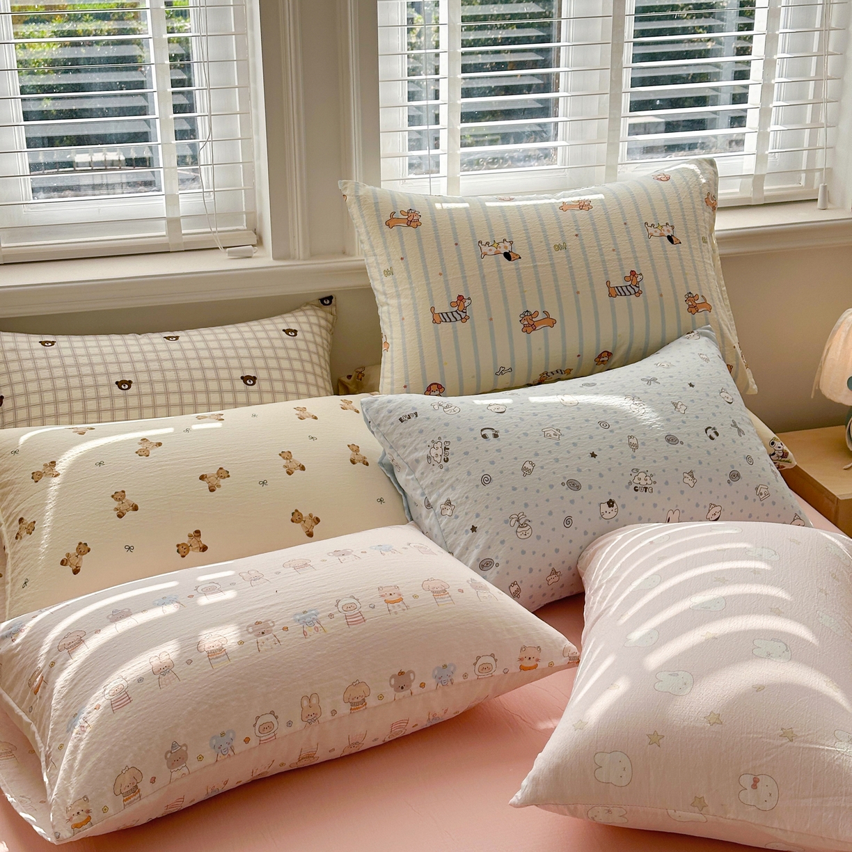 91家纺网 家纺一手货源 找家纺 多品家纺 2026新款奶呼呼超柔云感双层纱系列单枕套 组合图