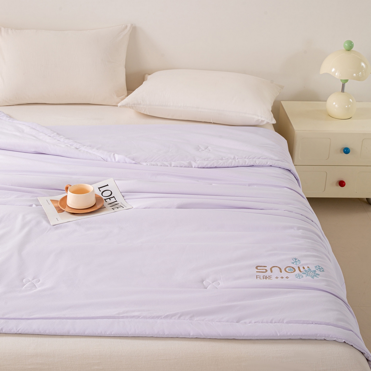 91家纺网 家纺一手货源 找家纺 心悦家纺 2026新款简约有氧凉感冰丝夏被夏凉被空调被 浅紫色