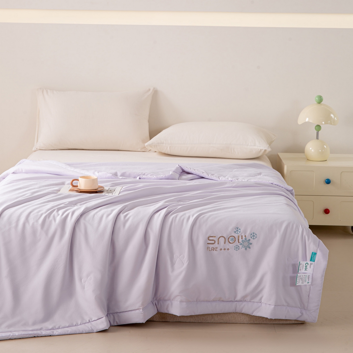 91家纺网 家纺一手货源 找家纺 心悦家纺 2026新款简约有氧凉感冰丝夏被夏凉被空调被 浅紫色
